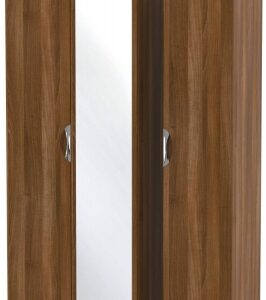 Camden Walnut Effect 3 Door Tall Triple Wardrobe - 1 Mirror