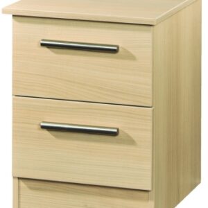 Contrast Elm Wood 2 Drawer Bedside Cabinet