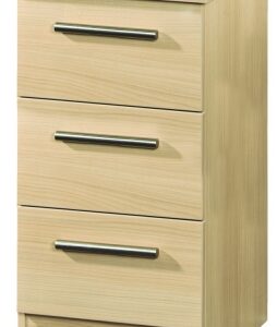 Contrast Elm Wood 3 Drawer Beside Cabinet