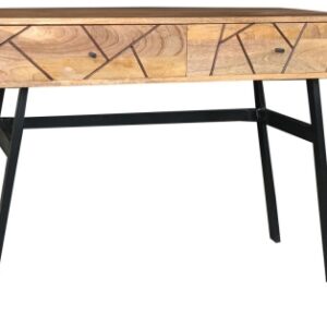 Chamba Mango Wood 2 Drawer Console Table with Geomatric Pattern