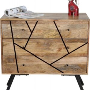 Chamba Mango Wood 3 Drawer Small Chest with Geomatric Pattern
