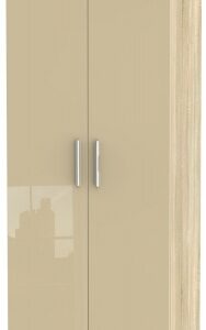 Knightsbridge Mushroom and Oak Effect 2 Door Plain Wardrobe