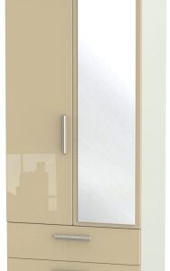Knightsbridge Mushroom and Cashmere Matt 2 Door Combi Wardrobe - 1 Mirror