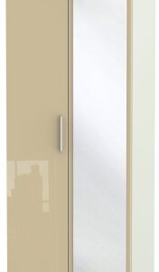 Knightsbridge Mushroom and Cashmere Matt 2 Door Tall Wardrobe - 1 Mirror