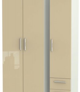 Knightsbridge Mushroom and Cashmere Matt 3 Door Tall Triple Wardrobe - RHF 2 Drawers