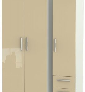 Knightsbridge Mushroom and Cashmere Matt 3 Door Triple Wardrobe - RHF 2 Drawers