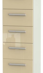Knightsbridge Mushroom and Cashmere Matt 5 Drawer Narrow Chest