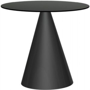 Oscar Black Glass 2 Seater Round Dining Table with Cone Base