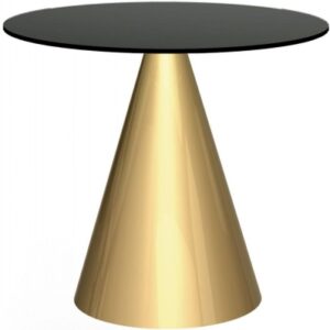 Oscar Black Glass 2 Seater Round Dining Table with Brass Cone Base