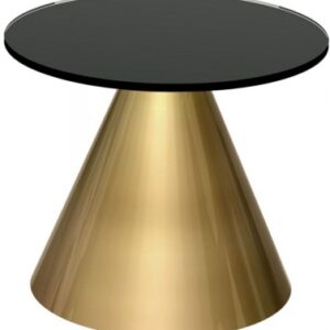 Oscar Black Glass Round Side Table with Brass Cone Base