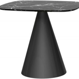 Oscar Black Marble 2 Seater Square Dining Table with Black Cone Base