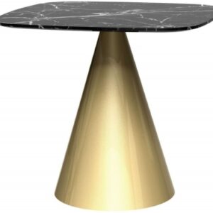 Oscar Black Marble 2 Seater Square Dining Table with Brass Cone Base