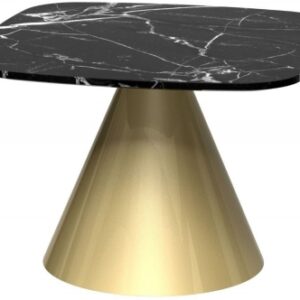 Oscar Black Marble Square Side Table with Brass Cone Base