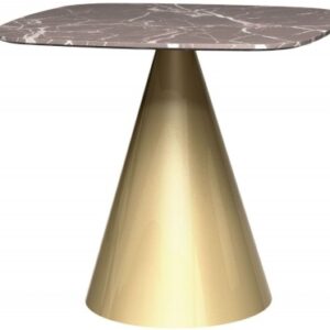 Oscar Brown Marble 2 Seater Square Dining Table with Brass Cone Base