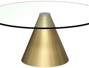 Oscar Clear Glass Round Coffee Table with Brass Cone Base - 110cm