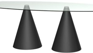 Oscar Clear Glass 8 Seater Dining Table with Black Cone Base