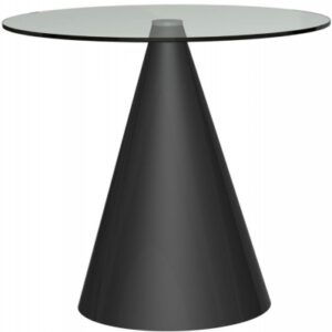 Oscar Clear Glass 2 Seater Round Dining Table with Black Cone Base