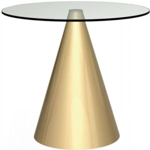Oscar Clear Glass 2 Seater Round Dining Table with Brass Cone Base