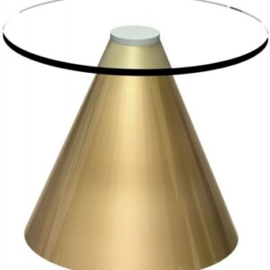 Oscar Clear Glass Round Side Table with Brass Cone Base