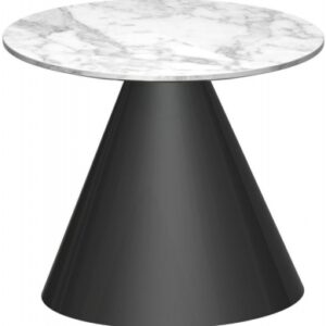 Oscar White Marble Round Side Table with Black Cone Base