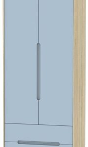 Monaco Denim and Oak Effect 2 Door 2 Drawer Tall Wardrobe
