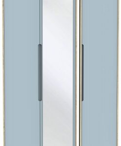 Monaco Denim and Oak Effect 3 Door Tall Triple Wardrobe - 1 Mirror