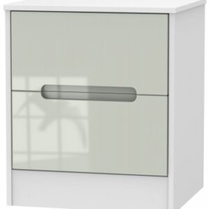 Monaco Cashmere Gloss and White 2 Drawer Bedside Cabinet