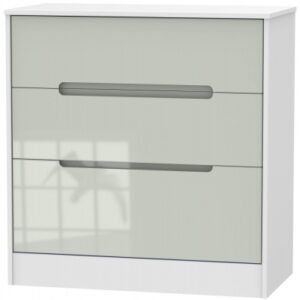 Monaco Gloss Cashmere and White 3 Drawer Deep Chest