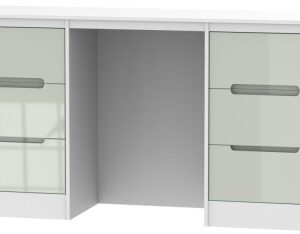 Monaco Gloss Cashmere and White 6 Drawer Double Dressing Table