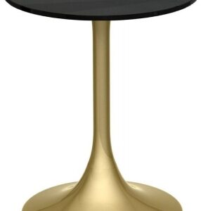 Swan Black Glass Round Side Table with Brass Base