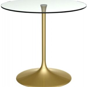 Swan Clear Glass 2 Seater Round Dining Table with Brass Tulip Base