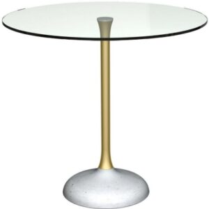 Swan Clear Glass and Brass Column 2 Seater Round Dining Table with Concrete Base