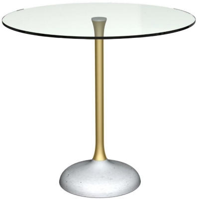 Swan Clear Glass and Brass Column 2 Seater Round Dining Table with Concrete Base