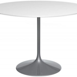 Swan White Gloss 4 Seater Round Dining Table with Chrome Tulip Base