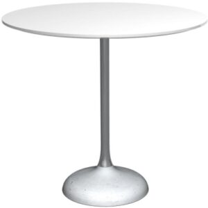 Swan White Gloss and Chrome Column 2 Seater Round Dining Table with Concrete Base