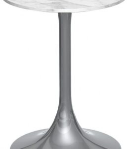 Swan White Marble Round Side Table with Chrome Base