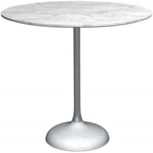 Swan White Marble and Chrome Column 2 Seater Round Dining Table with Concrete Base