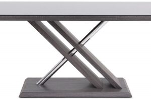 Xavi Grey Glass Top 6 Seater Dining Table with X Pedestal Base