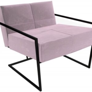 Federico Blush Velvet Armchair with Black Metal Frame