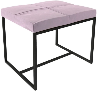 Federico Blush Velvet Small Stool with Black Metal Frame