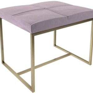 Federico Blush Velvet Small Stool with Brass Frame