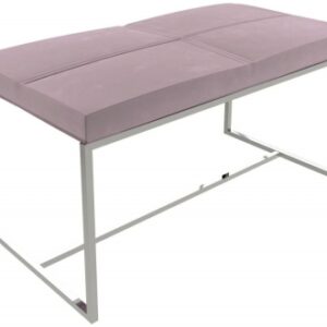 Federico Blush Velvet Large Stool with Chrome Frame