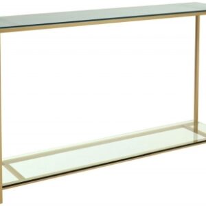 Federico Clear Glass Console Table with Brass Frame