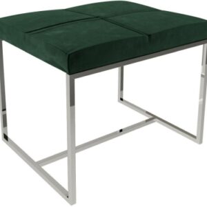 Federico Green Velvet Small Stool with Chrome Frame