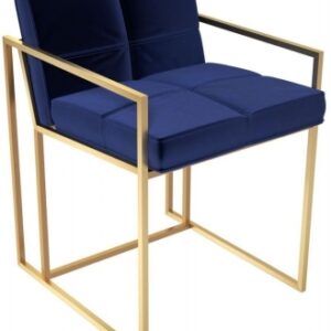 Federico Blue Chair with Brass Frame