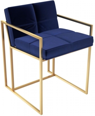 Federico Blue Chair with Brass Frame