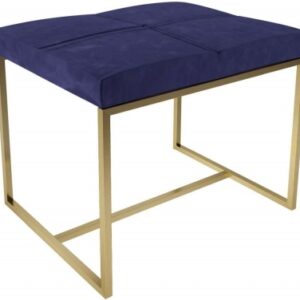 Federico Blue Small Stool with Brass Frame