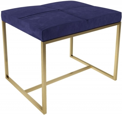Federico Blue Small Stool with Brass Frame