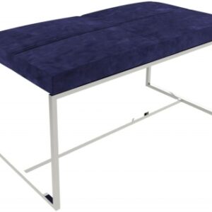 Federico Blue Large Stool with Chrome Frame