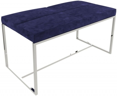 Federico Blue Large Stool with Chrome Frame
